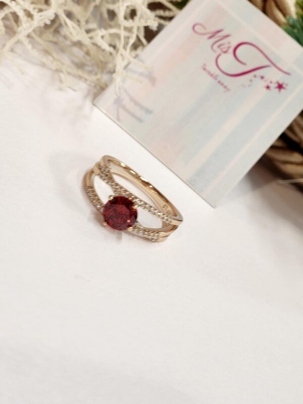 Wine Red Solitaire Layer Ring (size 9)