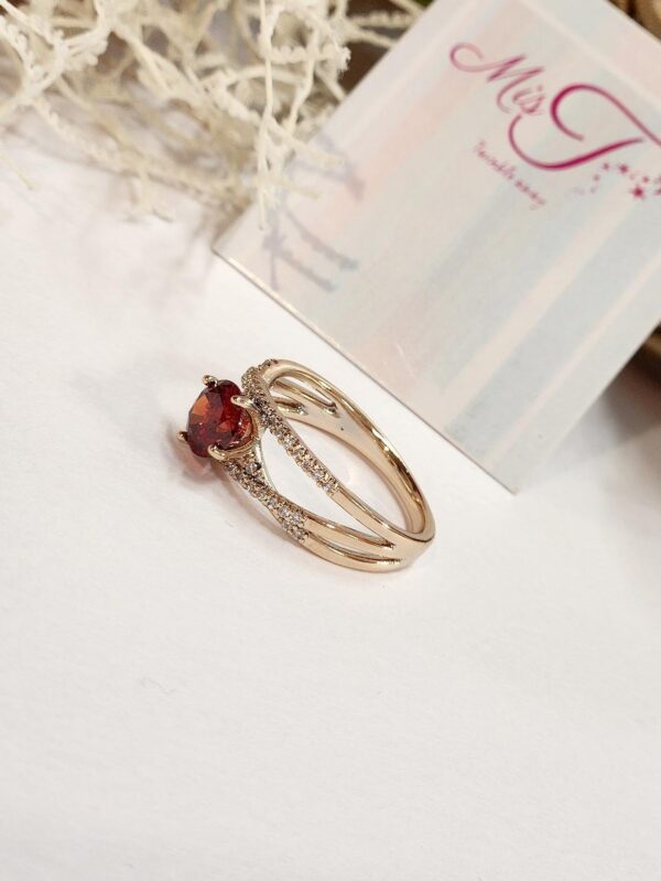 Wine Red Solitaire Layer Ring (size 9) - Image 2