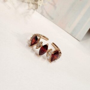 Wine Red Boat Band Ring (Adjustable)