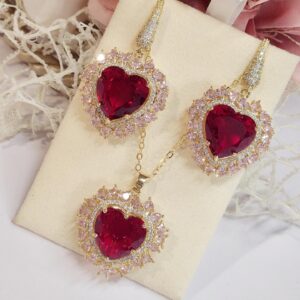 Heart in Blush Pink Jacket Pendant Set