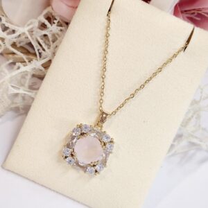 Matt pink Anti Tarnish Pendant set
