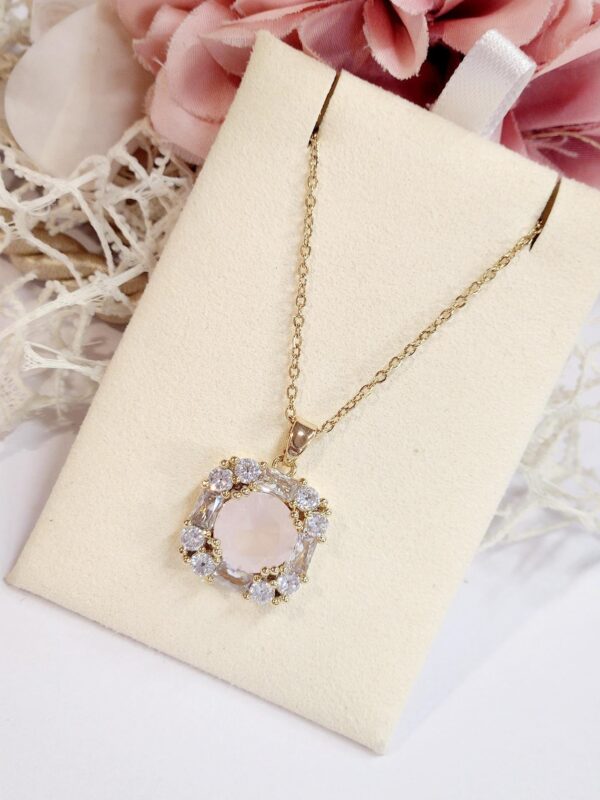 Matt pink Anti Tarnish Pendant set