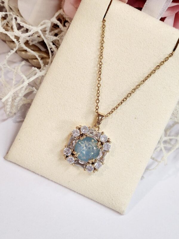 Powder Blue Anti Tarnish Pendant set