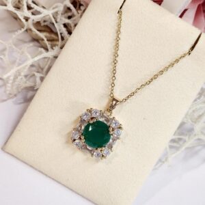 Emerald Anti Tarnish Pendant set