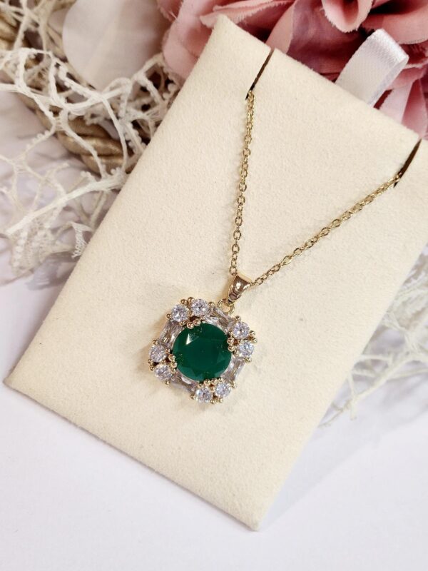 Emerald Anti Tarnish Pendant set