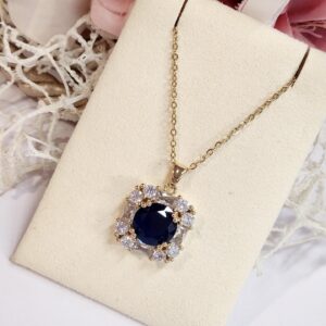 Sapphire Blue Anti Tarnish Pendant set