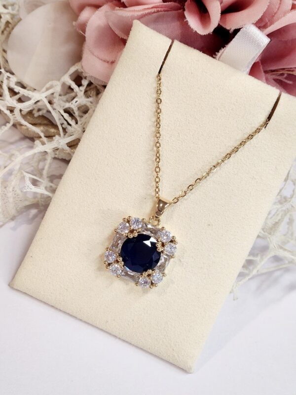 Sapphire Blue Anti Tarnish Pendant set