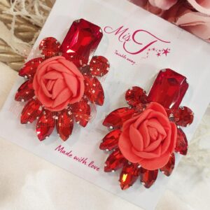Classic Red Fabric Bud Earrings