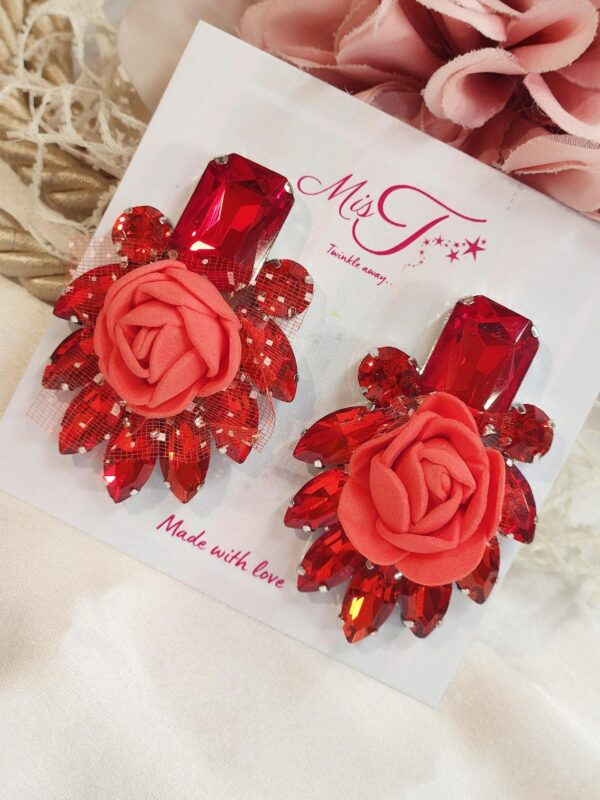 Classic Red Fabric Bud Earrings
