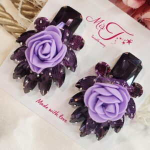 Purple Fabric Bud Earrings