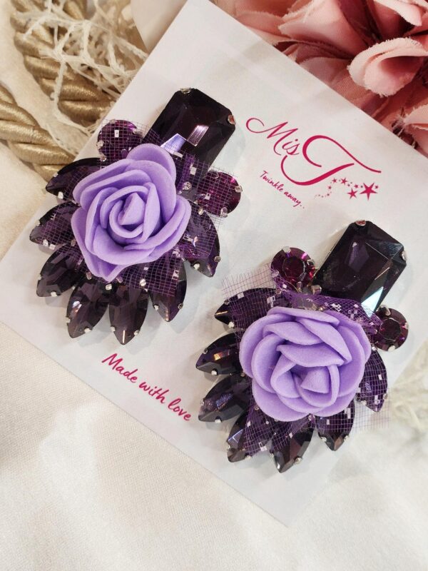 Purple Fabric Bud Earrings