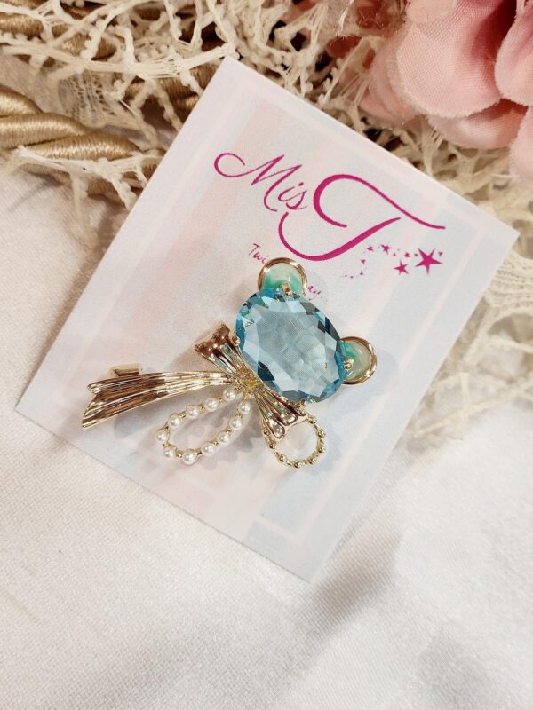Aqua Teddy Brooch