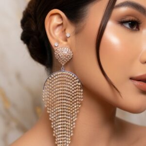 Artistic Long Champagne Golden Earrings