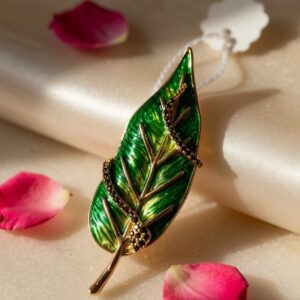 Poised Leaf Brooch Pin Party wear