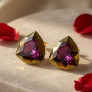 Imperial Dream Golden Tone Multi Trillion Cut Studs