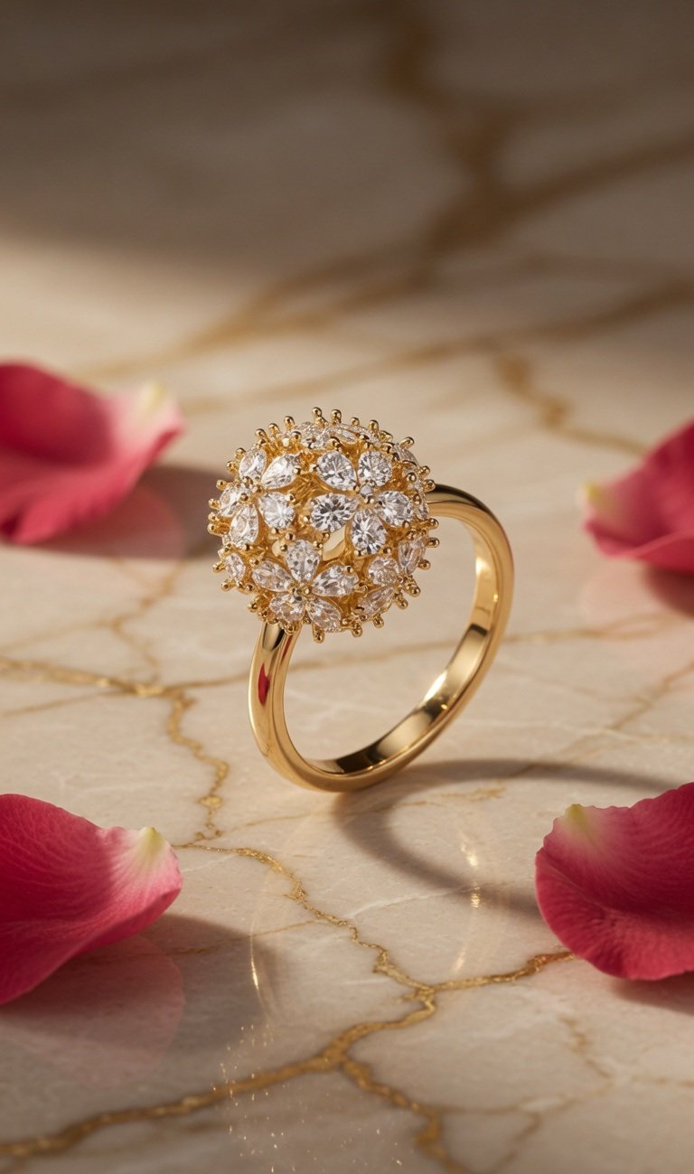 Floral Bouquet Dome Dreamy Ring(size.6.8)