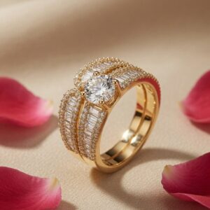 Double The Fun Elegant White Lustre Spark Band Rings (size.8)(Set of 2 Rings)