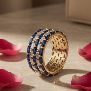 Sapphire Blue Bright Tyre Band Ring (size6,7,8,9)