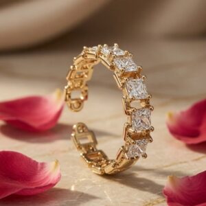 Aura Spark Princess Cut Band Ring  (size 7)