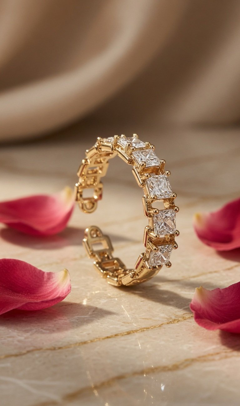 Aura Spark Princess Cut Band Ring (size 7)