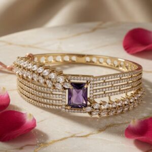 Angelic Solitaire Amethyst Bracelet- Antique Finish