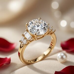 The Kensington Luxury Three-Stone Baguette Ring-Gold Finish (Size.7)