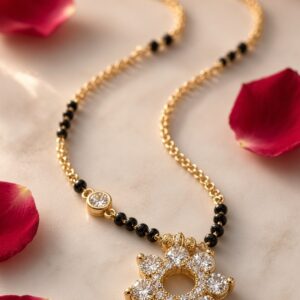 The Modern Celestial Floral Diamond-Style Mangalsutra-Gold Finish