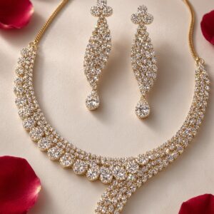 The Celeste Crossover Pavè Lattice Choker Set-Gold Finish
