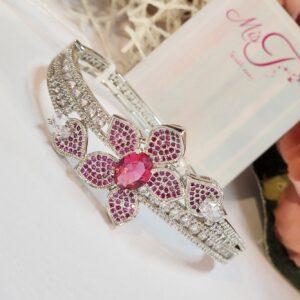 Luxurious Nano Setting Ruby Bracelet- Platinum Finish