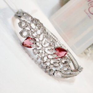 Primal Glow Wine Red Bracelet- Platinum Finish