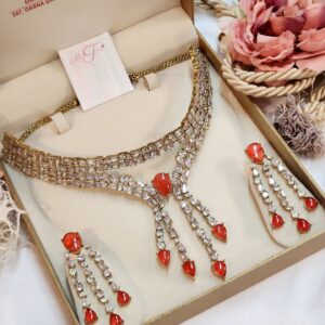 The Crimson Majesty: Ultra-Premium Orange Teardrop & Zirconia Bridal Suite
