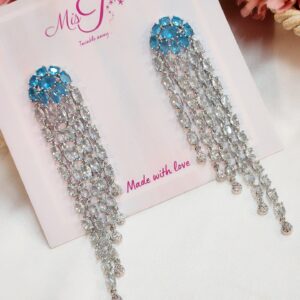 Royal Azure Cz Fringe Earrings