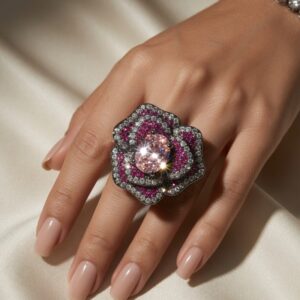 Big Stone Rose Cocktail Statement Ring for Women