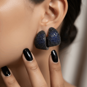 Modern Sapphire Blue Aurora Hoop Earrings
