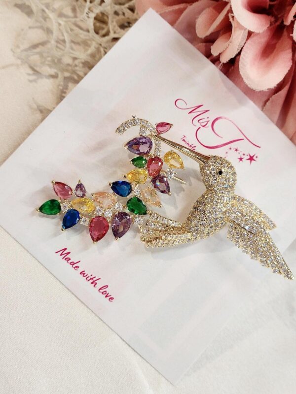 Multi Colour Peace Bird Brooch
