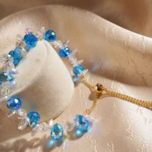 Aqua White Aurora Glow Dori Bracelet - Adjustable To Any Size