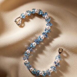 Aqua Pearl Sleek Tennis Bracelet