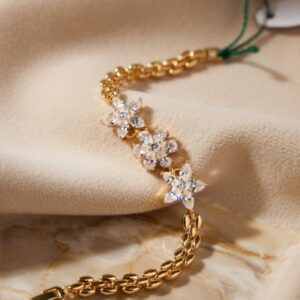 Romantic Glow Golden Platinum Finish Tennis Bracelet