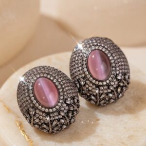 Fiery Blush Pink Black Finish Studs