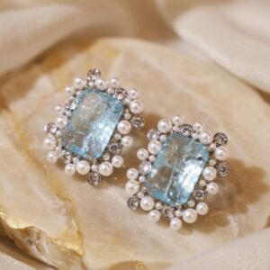 Doublet Blue Pearl Frame Studs