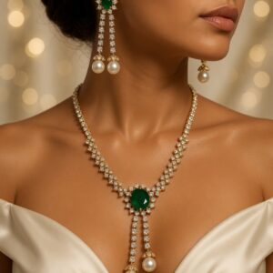 Emerald Green & Pearl Choker Set
