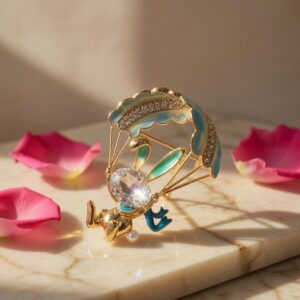 Luxury Skydiver Crystal Brooch