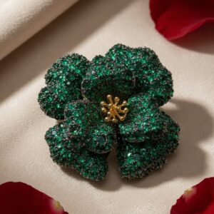 Floral Grace Emerald Green Unisex Brooch