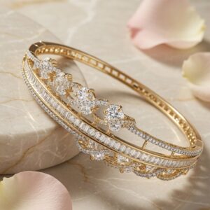 Elegant Golden Finish Diamond Look Bracelet
