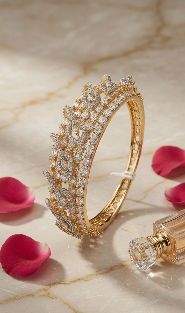 Styleon White Stone-Golden Finish Bracelet