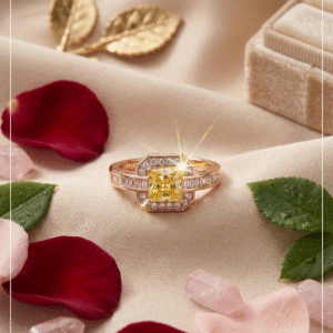 The Solis Baguette Luxury Yellow Sapphire Ring-Gold Finish(size 7)