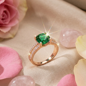 The Esmeralde Solitaire Round-Cut Emerald Ring-Gold Finish (Size 7)