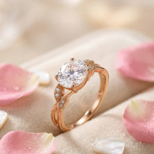 Luxury Leaf Motif Textured Accent Twisted Twig Ring-Gold Finish (Size.7,8)