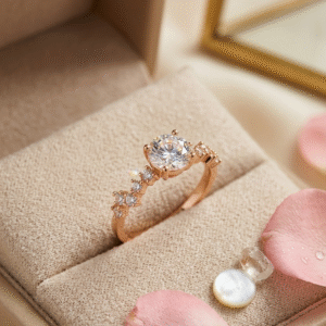 Odette Asymmetric Luxury Clustered Diamond-Style Promise Ring-Gold Finish (Size.7,8,9)