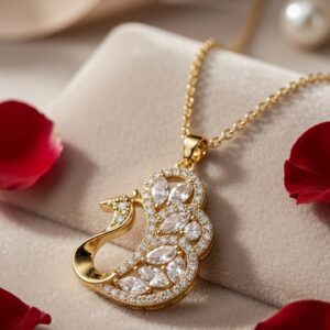 The Odette Swan Marquise Cluster Silhouette Pendant Chain-Gold Finish
